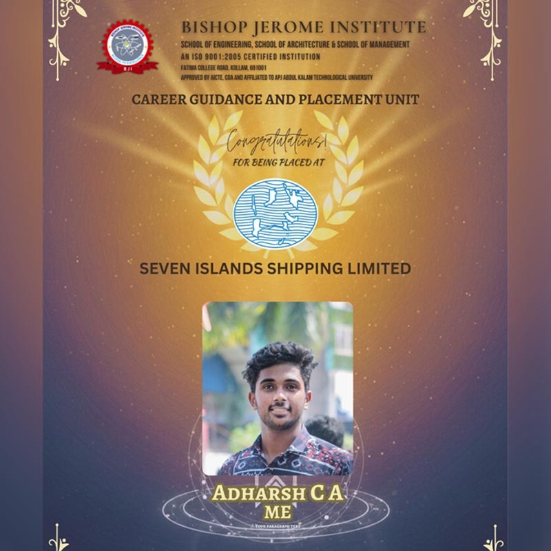 Placement Success: Adharsh C A (ME)